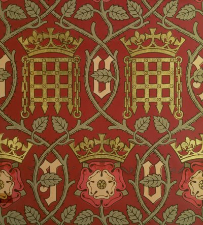 Tudor Rose, reproduction wallpaper designed by S. Scott and produced by Cole & Sons, after a design by Augustus Charles Pugin for the Houses of Parliament, 1845-50 by English School